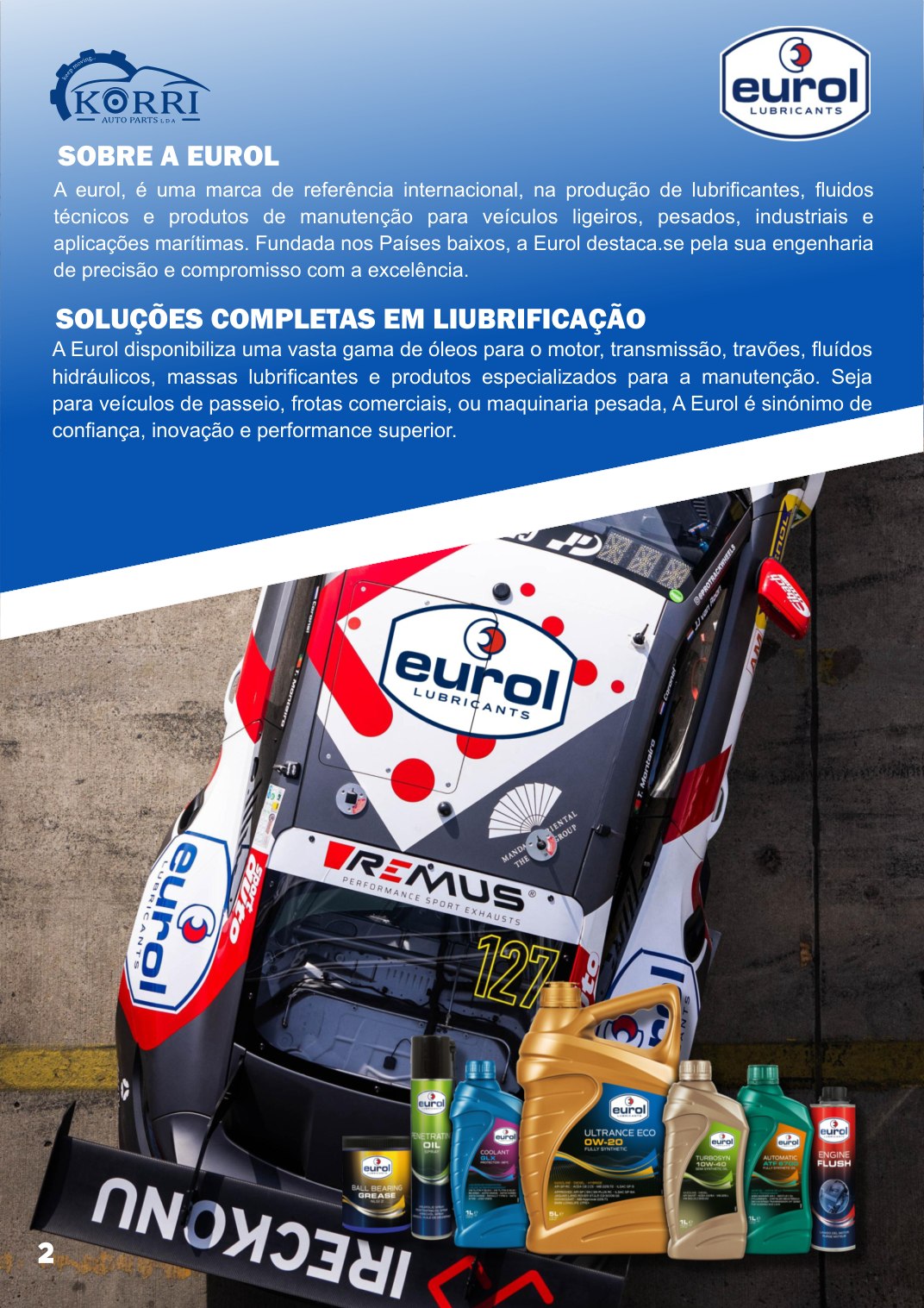 Lubrificantes e fluidos no catálogo Korri