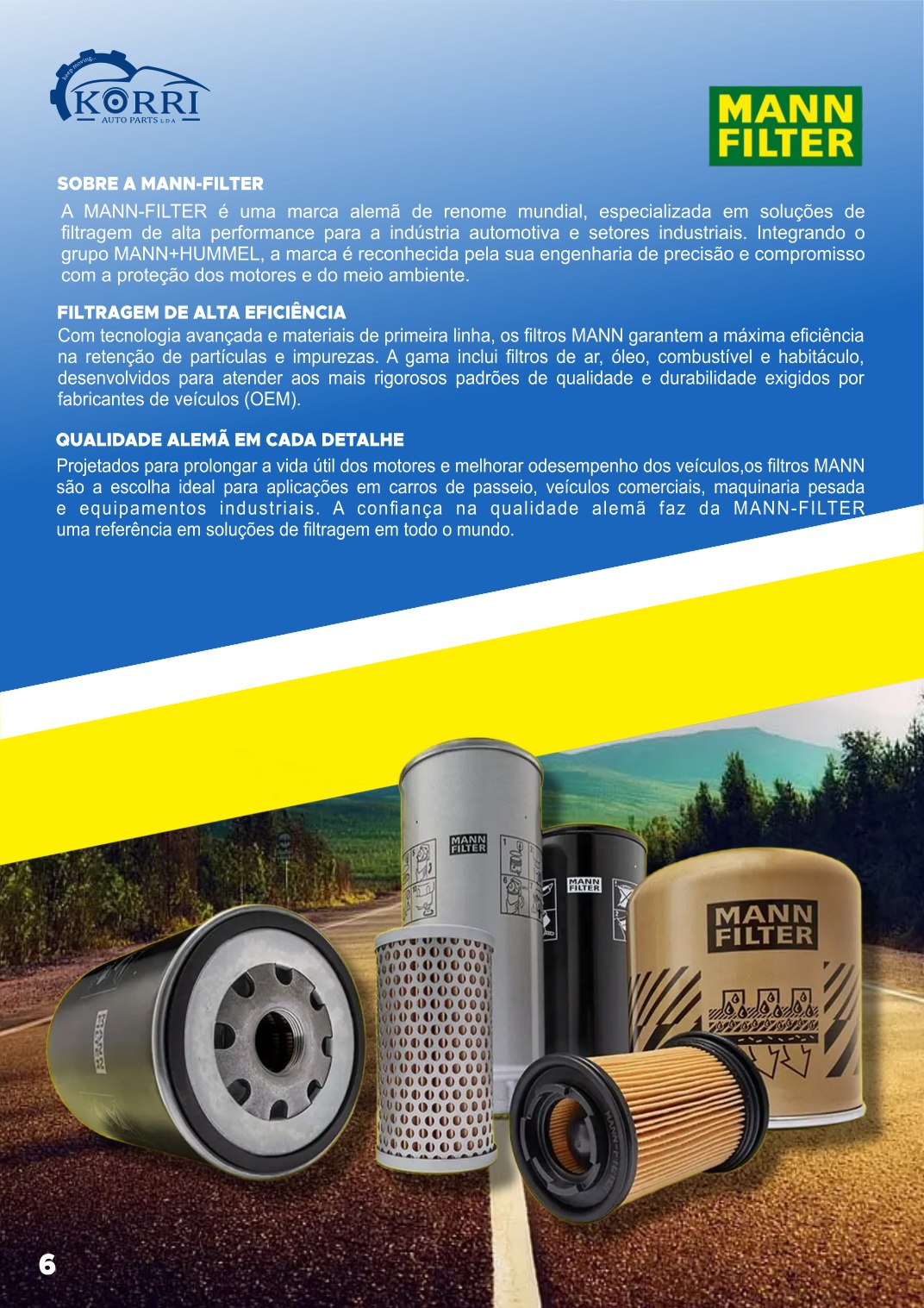 Filtros e manutenção no catálogo Korri
